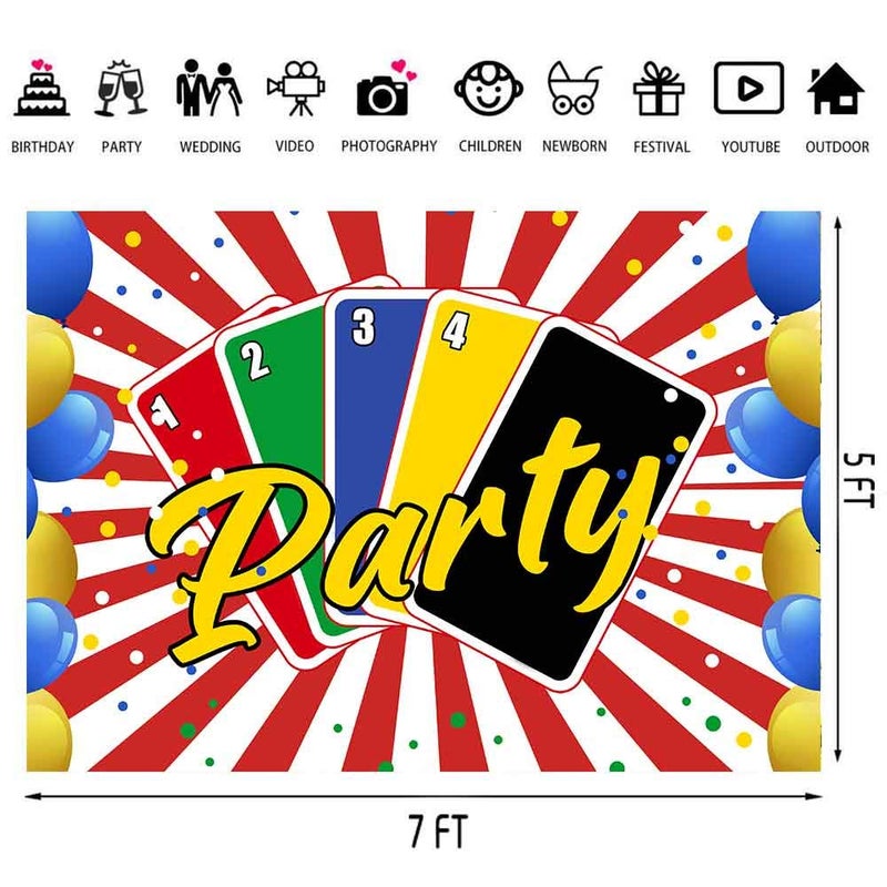 SSCSTS Playing Cards Backdrop, 7x5ft/2.1x1.5m New Vinyl, Balloon Red Stripe Photography Background, Party Banner Photo Shooting Props BJZYST282 - Image 4